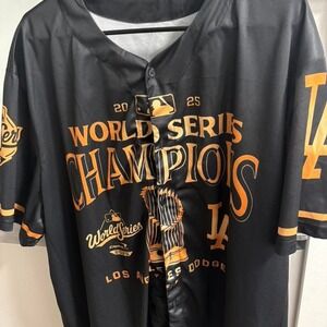 Los Angeles Dodgers 2025 World Series Champions Back to Back Jersey Black Gold